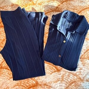 Cuddl Duds Navy Ribbed Set Size Small